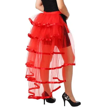 Victorian Steampunk Bustle Skirt 6 Layered Tie-on Belt Tulle Tutu Overskirt