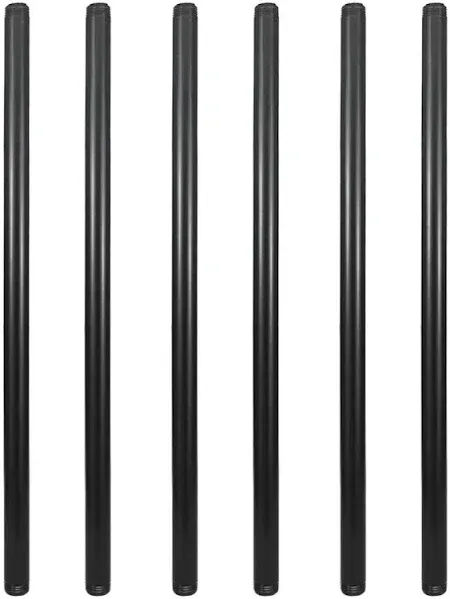 6 Pack 1/2&#034; × 18&#034; Pre-Cut Black Metal Pipe, Industrial Steel Fits Standard Ha...