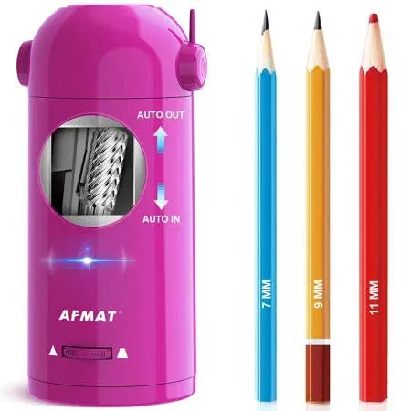 AFMAT PSX5PR Electric Rechargeable Hands-Free Pencil Sharpener, Purple