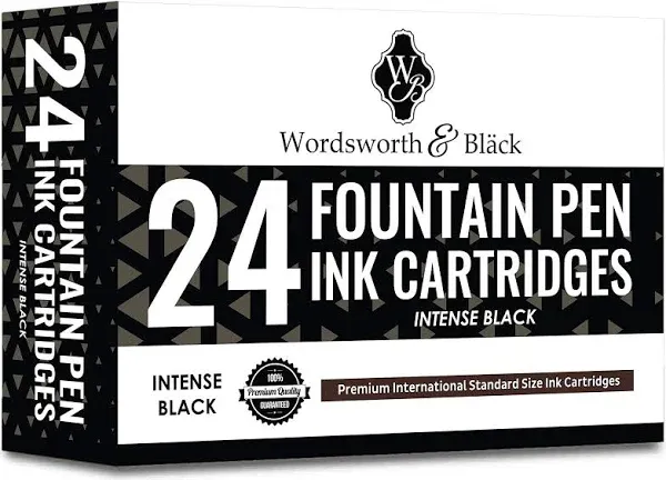 24 Pack Fountain Pen Ink Refills - SET OF 24 BLACK Ink