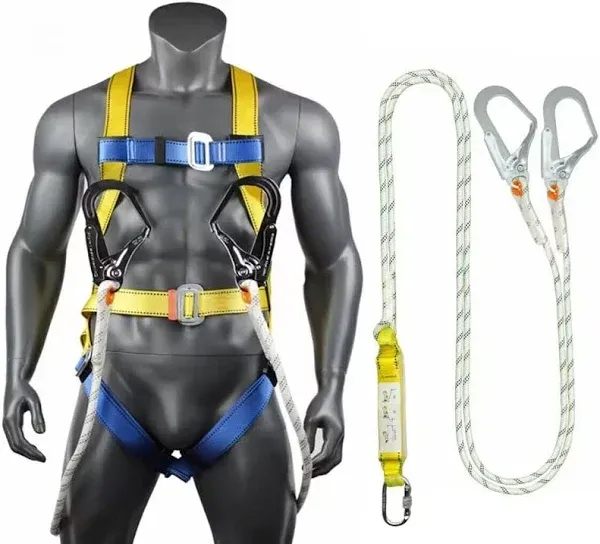 Fall Protection Safety Harness OSHA/ANSI Compliant,internal Shock Absorbing landyard&Hook