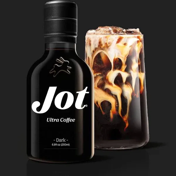 Jot Coffee Concentrate (Dark 1pk) High Caffeine Instant Cold Brew Coffee, Iced Coffee Instant Espresso, Hot + Cold Coffee Drinks - Make 14 Cups Instant Coffee Cold Brew Concentrate 150mg Caffeine/Tbsp