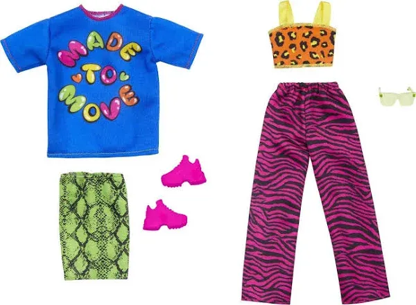 Barbie Clothing 2 Fashion Outfits Vibrant Colors Tank Top, Pants, Skirt &amp; Shirt