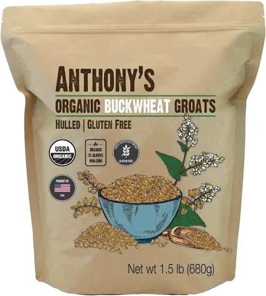 NEW Anthony&#039;s Organic Hulled Raw Buckwheat Groats - 5 Lb - Gluten Free - NON-GMO