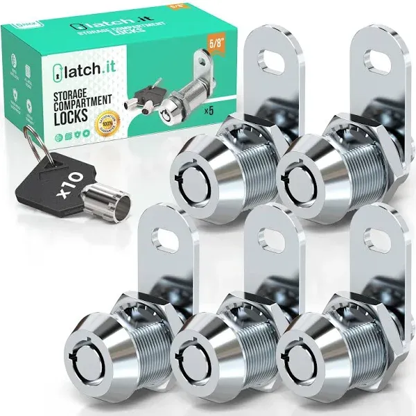 LATCH.IT 7/8” RV Storage Locks | 10-Pack RV Compartment Locks | Utility Cam Lock | 100% Metal RV Locks for Storage Door on Camper | 20-Key RV Cam Lock | Please Check Fitment Image Before Purchasing