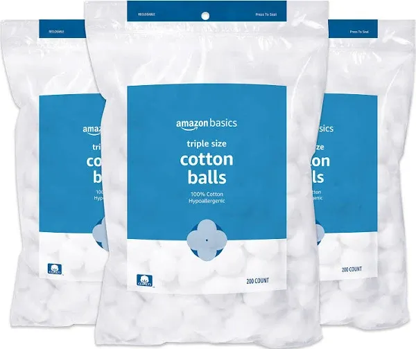 Cotton Balls, 200 Count (Previously Solimo)