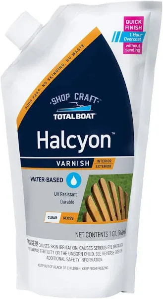 TotalBoat-497712 Halcyon Marine Varnish Water-Based Polyurethane Wood Finish