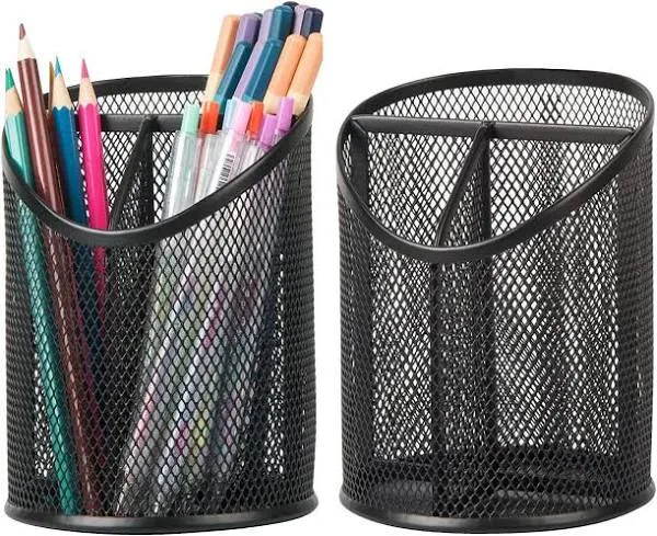 2 Pack Pen Holder Pen Organizer for Desk Mesh Round Pencil Holder Desktop 