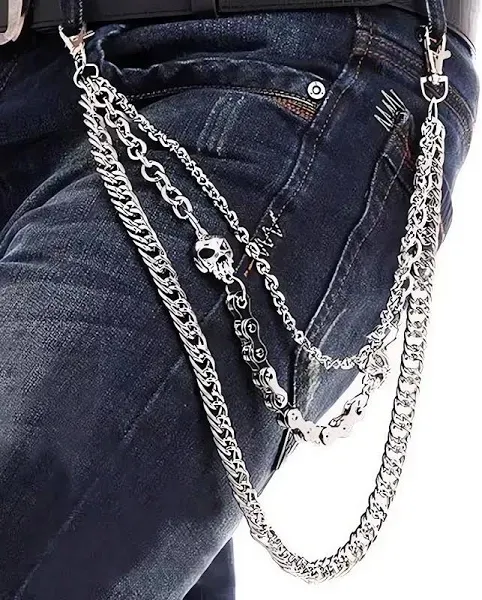 Skull Chain Keychain Heavy Duty Metal 35cm 40cm 56cm Men&#039;s Alternative Fashio...