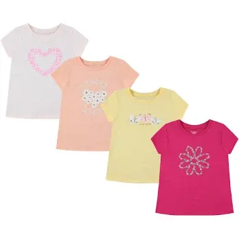 Kids Btween Girls 4-Piece Summer Tops Fashionable Short Sleeve T-Shirt