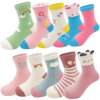 Zumou Toddler Kids Little Girls Cute Cotton Crew Socks