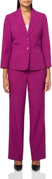 Le Suit Women's Crepe Two-Button Blazer & Pants Suit