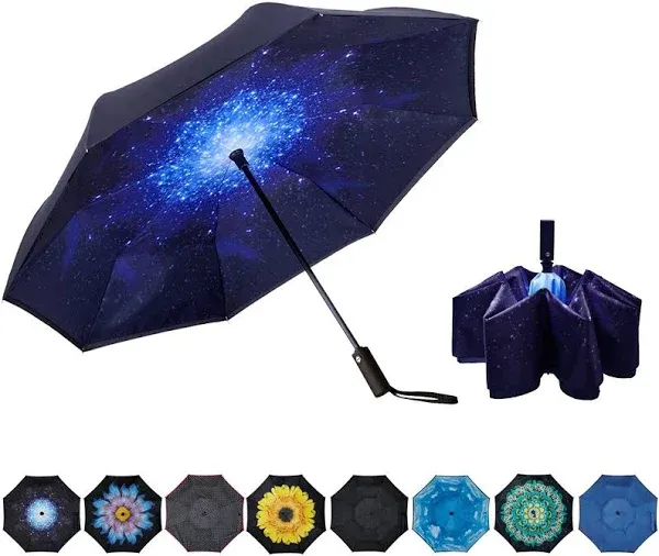 Inverted Umbrella Double Layer Automatic Folding Reserve Umbrella Windproof UV Protection for Rain Car Travel Outdoor Men Women