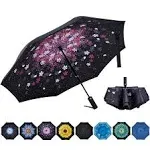 NOORNY Inverted Umbrella Double Layer Automatic Folding Reserve Umbrella Windproof UV Protection for Rain Car Travel Outdoor Men Women