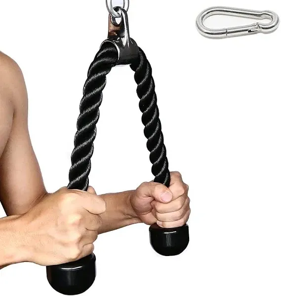 Tricep Rope Fitness Attachment Cable Machine Pulldown Heavy Duty Coated Nylon Rope with Solid Rubber Ends