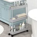 Slim Storage Cart 3 Tier Bathroom Rolling Utility Cart Slide Cart