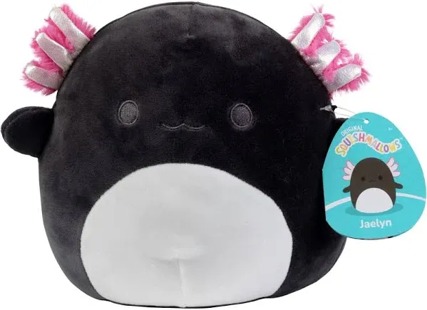 Squishmallows Original 8-Inch Jaelyn The Black and Pink Axolotl - Official Jazwares Plush - Collectible Soft & Squishy Axolotl Stuffed Animal Toy - Add to Your Squad - Gift for Kids, Girls & Boys