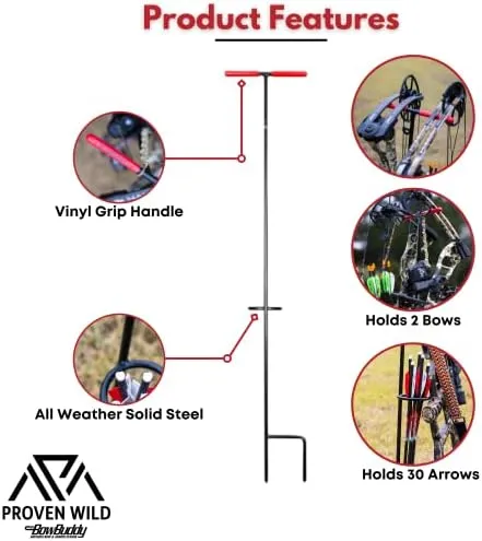 Archery Stand | Steel Bow Stand | Crossbow and Compound Bow Stand with Vinyl Handle Covers | 40 Inch Tall Bow Holder Archery Stand 2 Bows