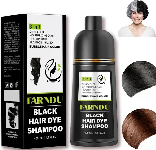 Farndu Black Hair Dye Shampoo for Gray Hair Hair Color Shampoo 3 In 1 for Wom...