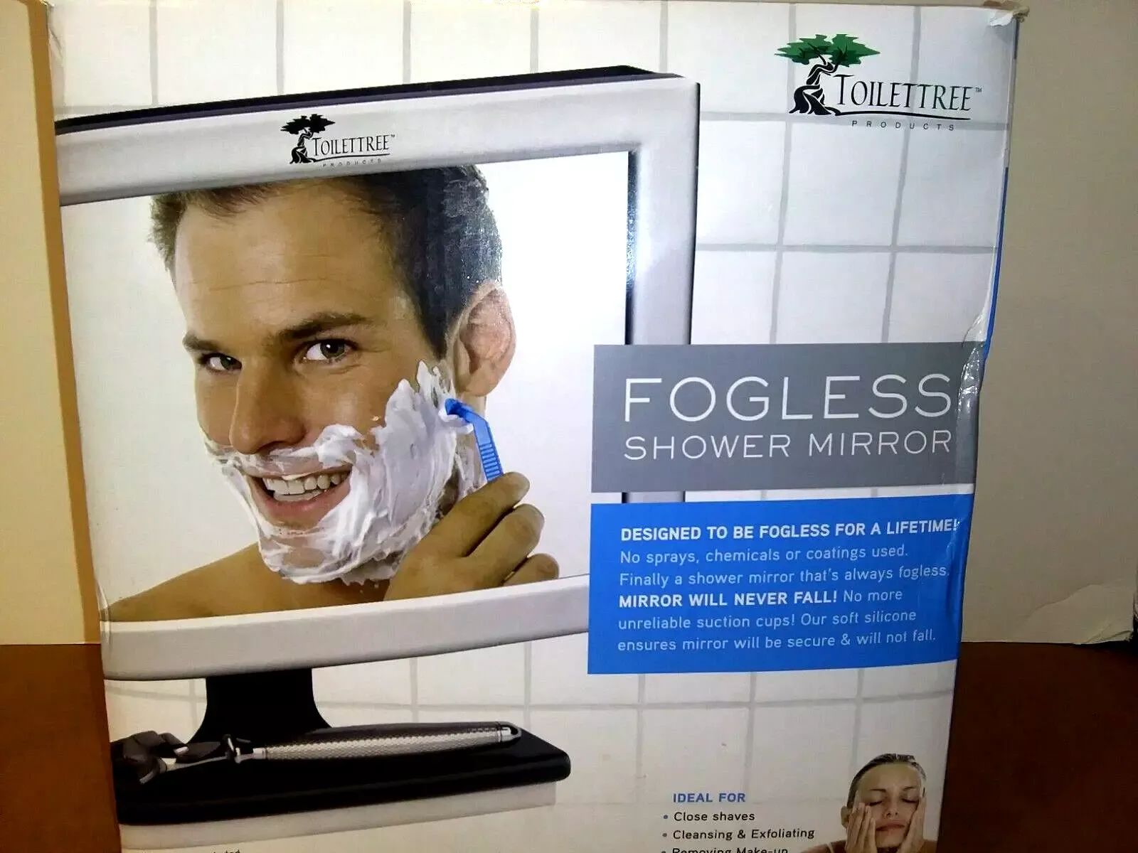 Fogless Shower Shaving Mirror Razor Holder Squeegee and Organizer