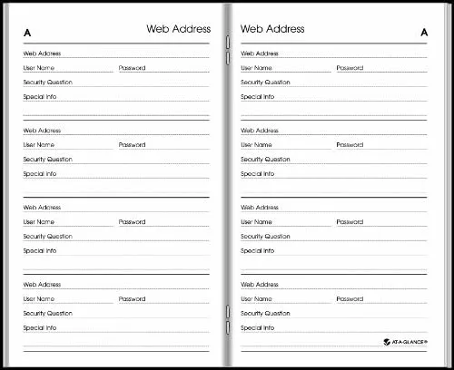 At-A-Glance Website Address Book Password Keeper