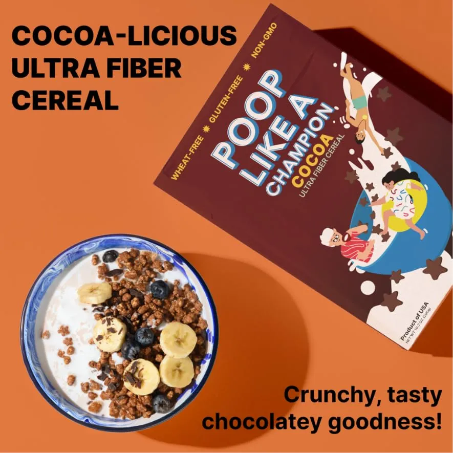 Chocolate High Fiber Cereal 18g Fiber | Gluten Free Healthy Bran Cereal | Coc...