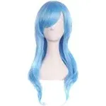 MapofBeauty 28" 70cm Long Curly Hair Ends Costume Cosplay Wig (Azure)