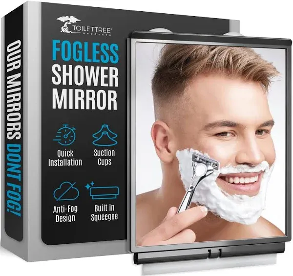 ToiletTree Products Travel Shaving Mirror for Shower Fogless with Squeegee and Travel Bag