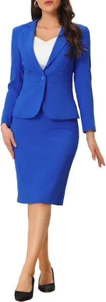 Allegra K Women's 2 Piece Suit Skirt Set