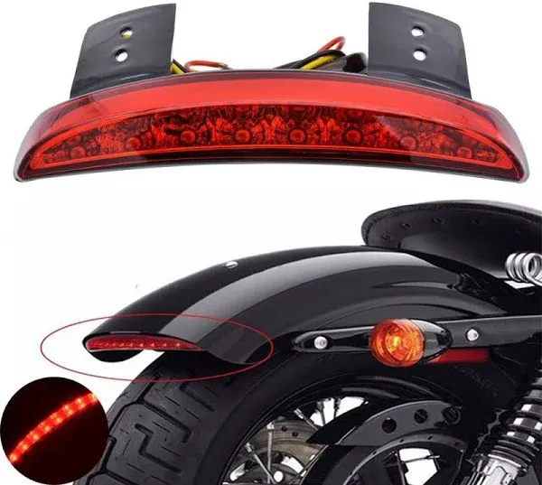 Ankia Motorcycle Chopped Rear Fender Edge LED Brake License Plate Tail Light Stop Running Light Turn Signal Lamp for Harley Sportster XL883N 1200N