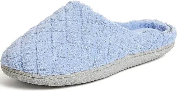 Dearfoams Women's Leslie Quilted Microfiber Terry Memory Foam Clog Slipper