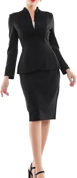 Marycrafts Women's Formal Office Business Work Jacket Skirt Suit Set