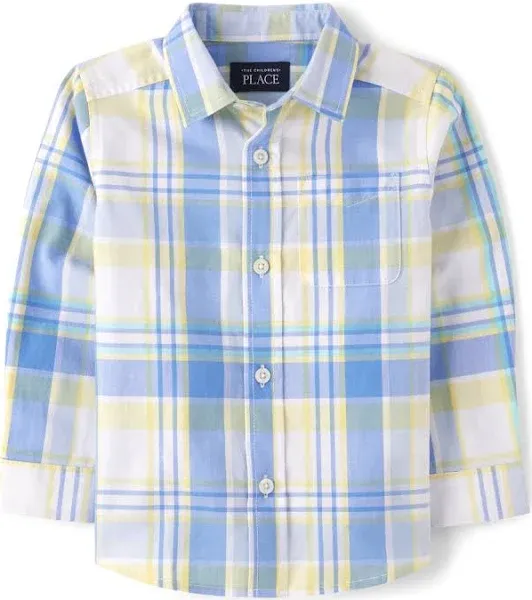 The Children's Place Baby Boys' Long Sleeve Button Down Shirt