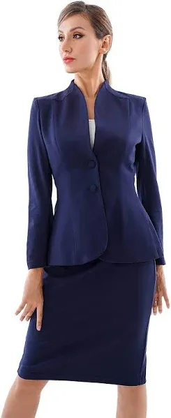 Marycrafts Women's Formal Office Business Work Jacket Skirt Suit Set