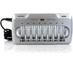 Tenergy TN145 8 Bay Charger and 8 Pack Rechargeable AA Batteries, Independent Charging, UL & CE Certified