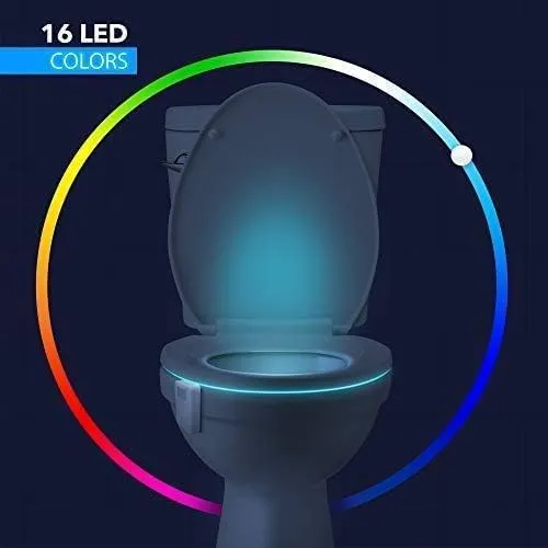 2 Pack Toilet Night Lights 16-Color Changing LED Bowl Nightlight with Motion ...