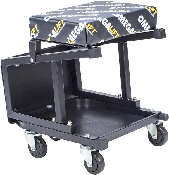 Omega Lift 2-in-1 Mechanics Creeper Seat/Step Stool, 7.88'' Height, 17.72'' Width, 15.75'' Length, Black