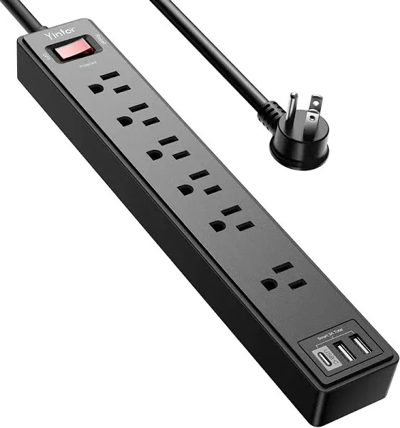 6Ft Power Strip Surge Protector - Yintar Extension Cord with 6 AC Outlets 