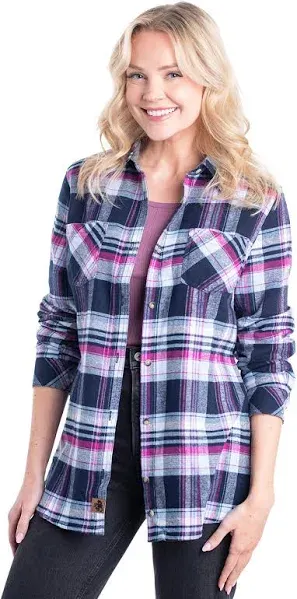 Legendary Whitetails Womens Cottage Escape Flannel Long Sleeve Plaid and Solid Color Clothes, Fitted Button Down