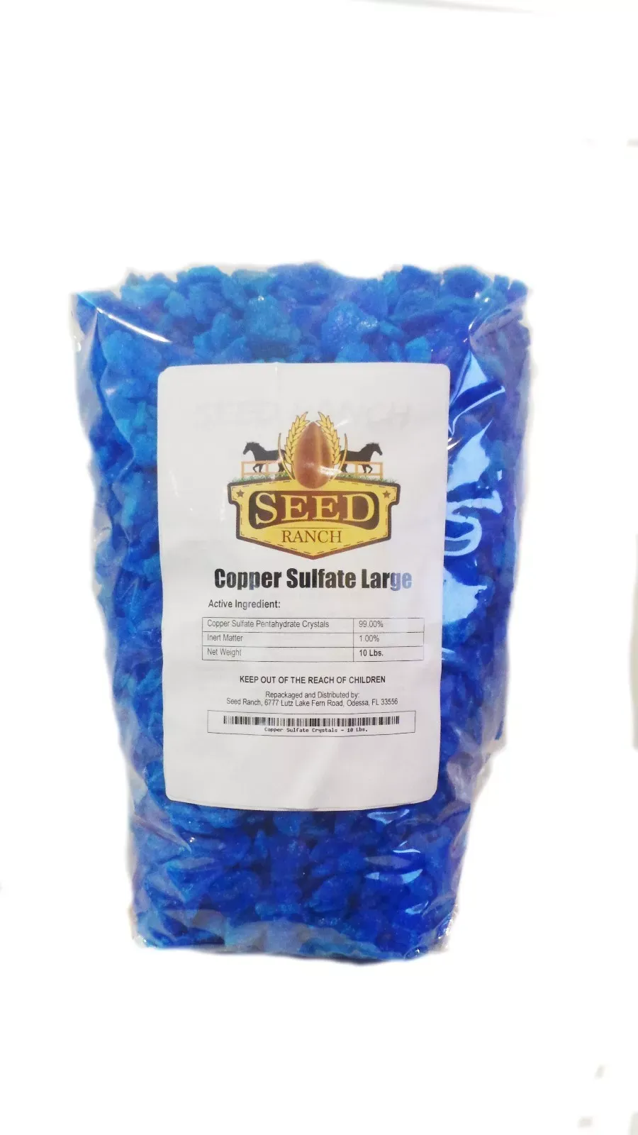 SeedRanch Copper Sulfate 99% Pure Extra Large Crystals Pentahydrate - 10 Lbs.