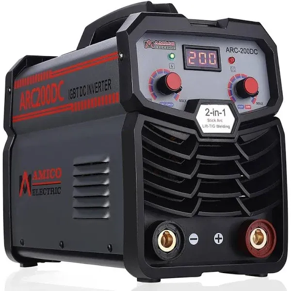 Amico Professional Welding Machine, 200 Amp Stick Arc DC Welder, 80% Duty Cycle, 100~250V Wide Voltage