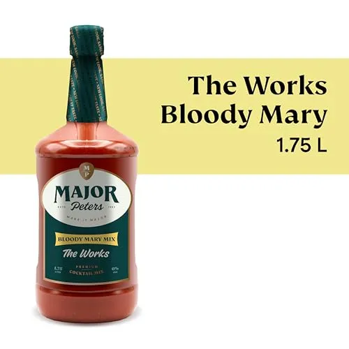 Major Peters' Premium, Full Body Bloody Mary Mix, Only Add Spirits & Garnishes for Ideal Drink, Original (59.2 Fl Oz Pack of 1)