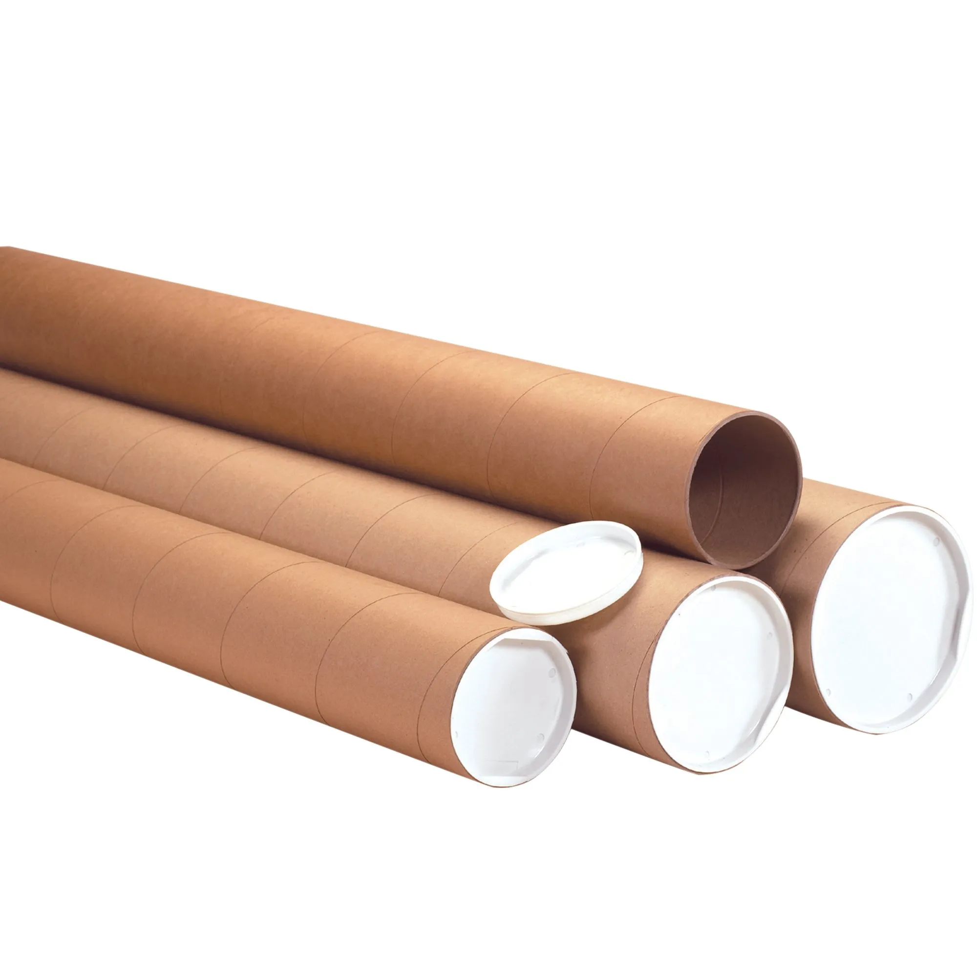 Heavy-Duty Mailing Tubes with Caps, 4' x 72', Kraft, 12/Case