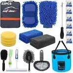 22PCS Car Wash Cleaning Kit, Interior/Exter<wbr/>ior Car Detailing Set,Wash Mitt,Towel