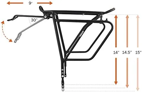 Ibera Bike PAKRAK Touring Carrier Plus+ Rack for Heavier Loads - Black