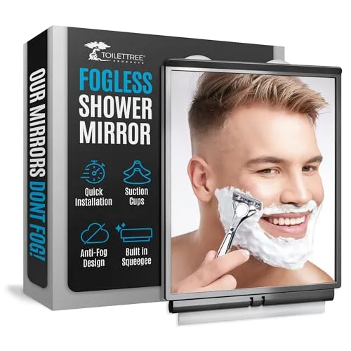 ToiletTree Products Travel Shaving Mirror for Shower Fogless with Squeegee and Travel Bag