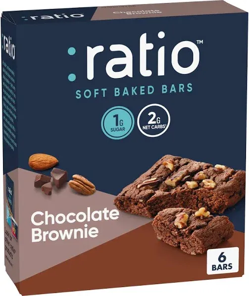 Ratio Soft Baked Bars Chocolate Brownie 6 Pack