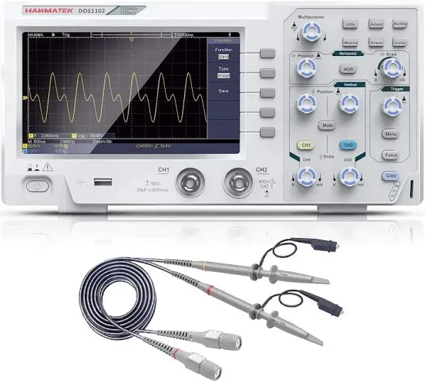 HANMATEK 110mhz Bandwidth dos1102 Digital Oscilloscope with 2 Channels and Screen 7 inch / 18 cm