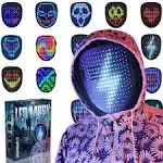 Depointer Life LED Mask with Gesture Sensing, LED Lighted Face Transforming Mask for Costume Cosplay Party Masquerade