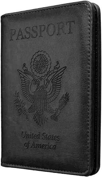 RFID Blocking Leather Passport Holder Cover Wallet